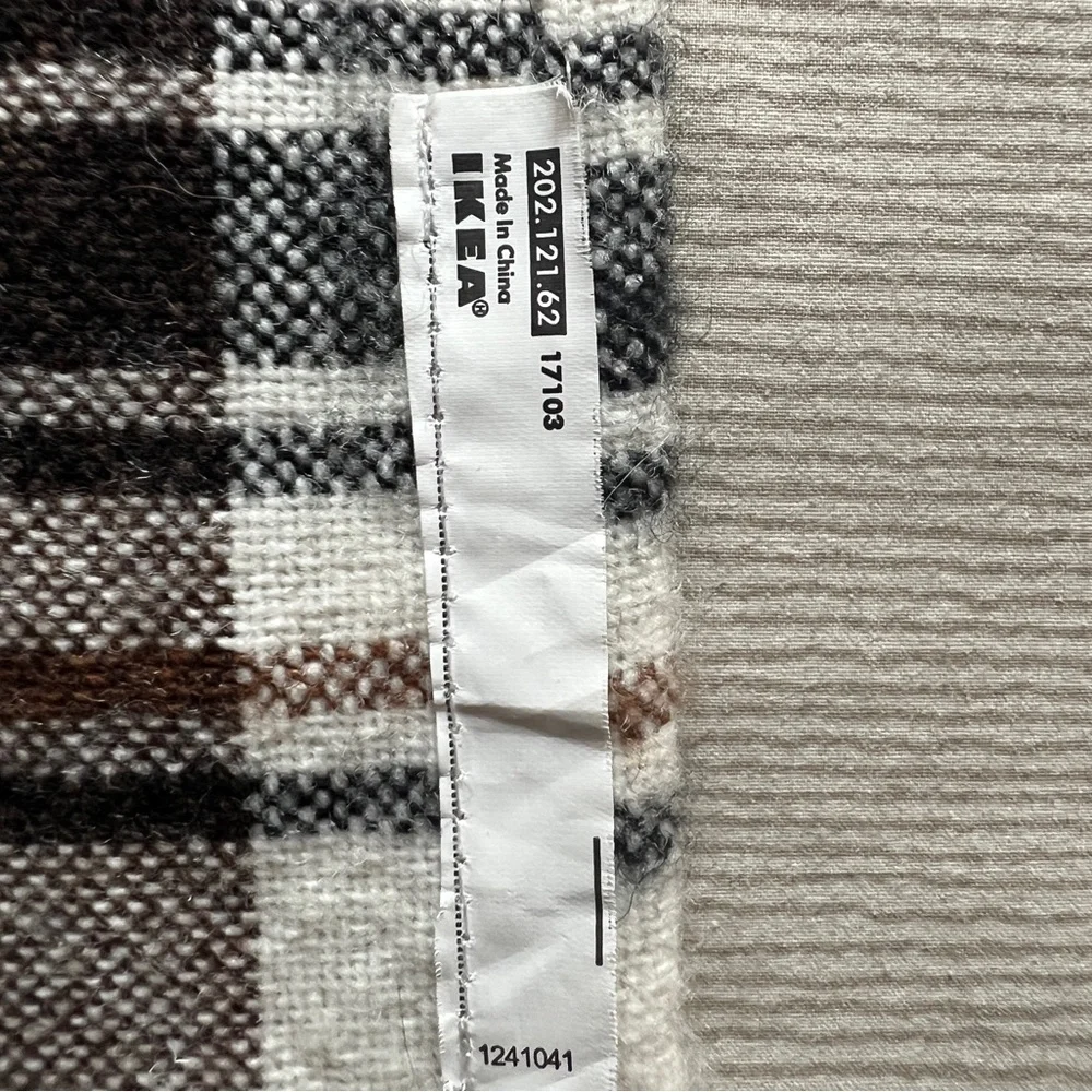 IKEA Hermine Gray and Brown Plaid Throw Blanket